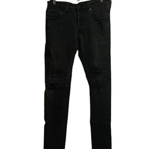 Denim And Denim Skinny Low Waist Black Jeans Size 33X32 (227)